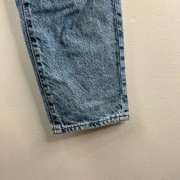H&M Blue Mom Jeans Cotton Denim Distressed Ultra High Waist Straight Leg Size 4 - Picture 3 of 7